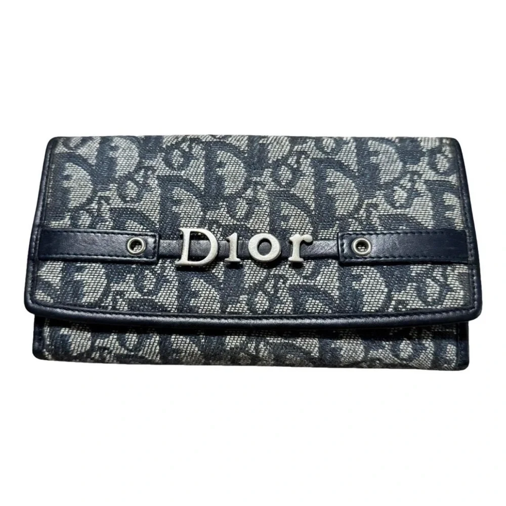 Rare Dior Blue and Gray Monogram Wallet